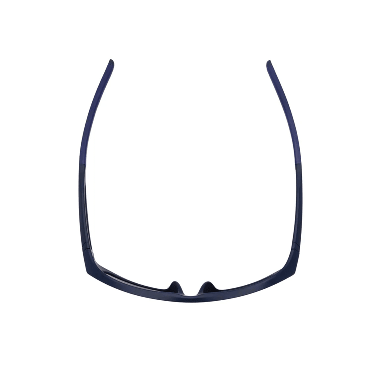 Dunkelblaue Sonnenbrille von oben, ohne Gläser.