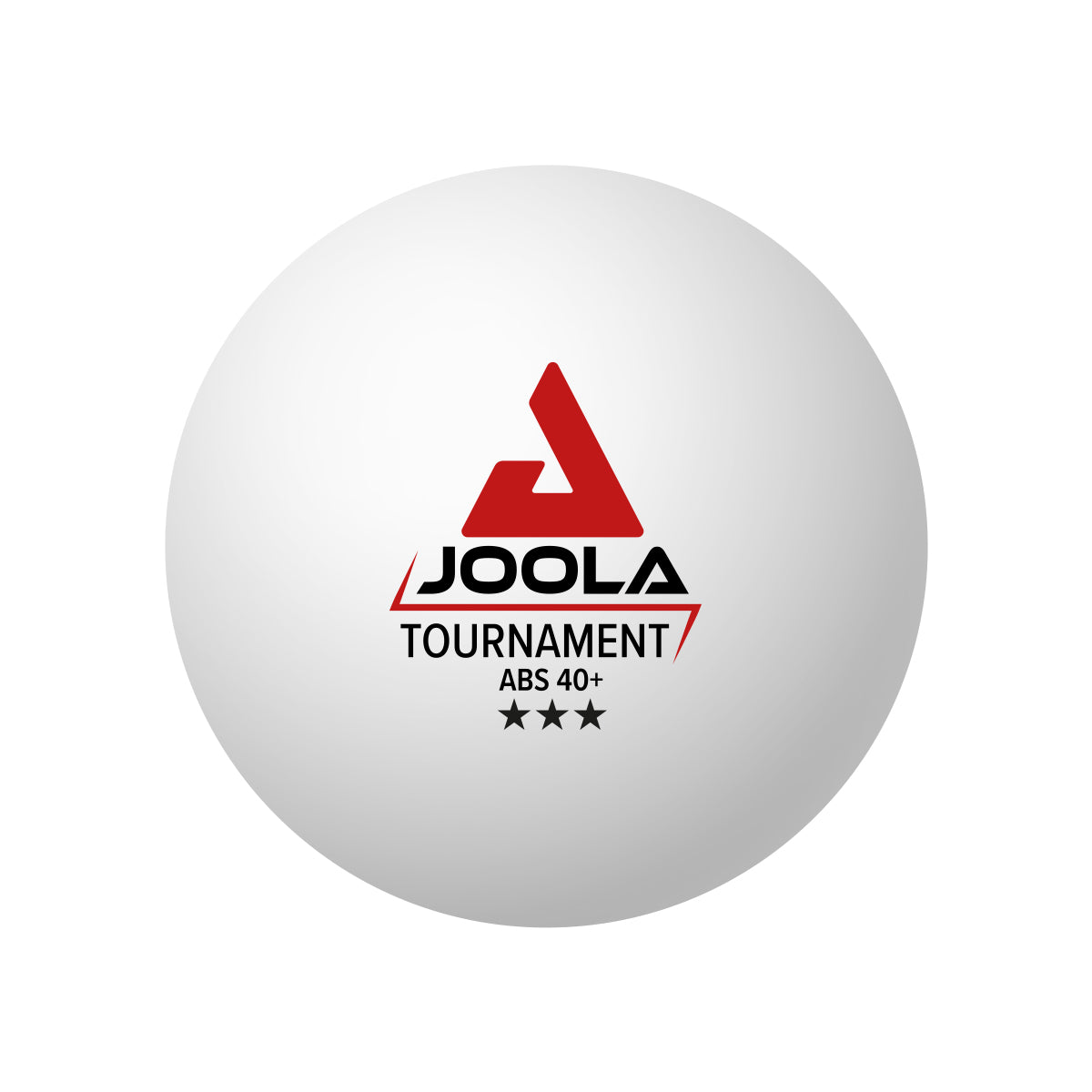 Weißer JOOLA Tournament ABS 40+ Tischtennisball mit dreifacher Sternmarkierung.