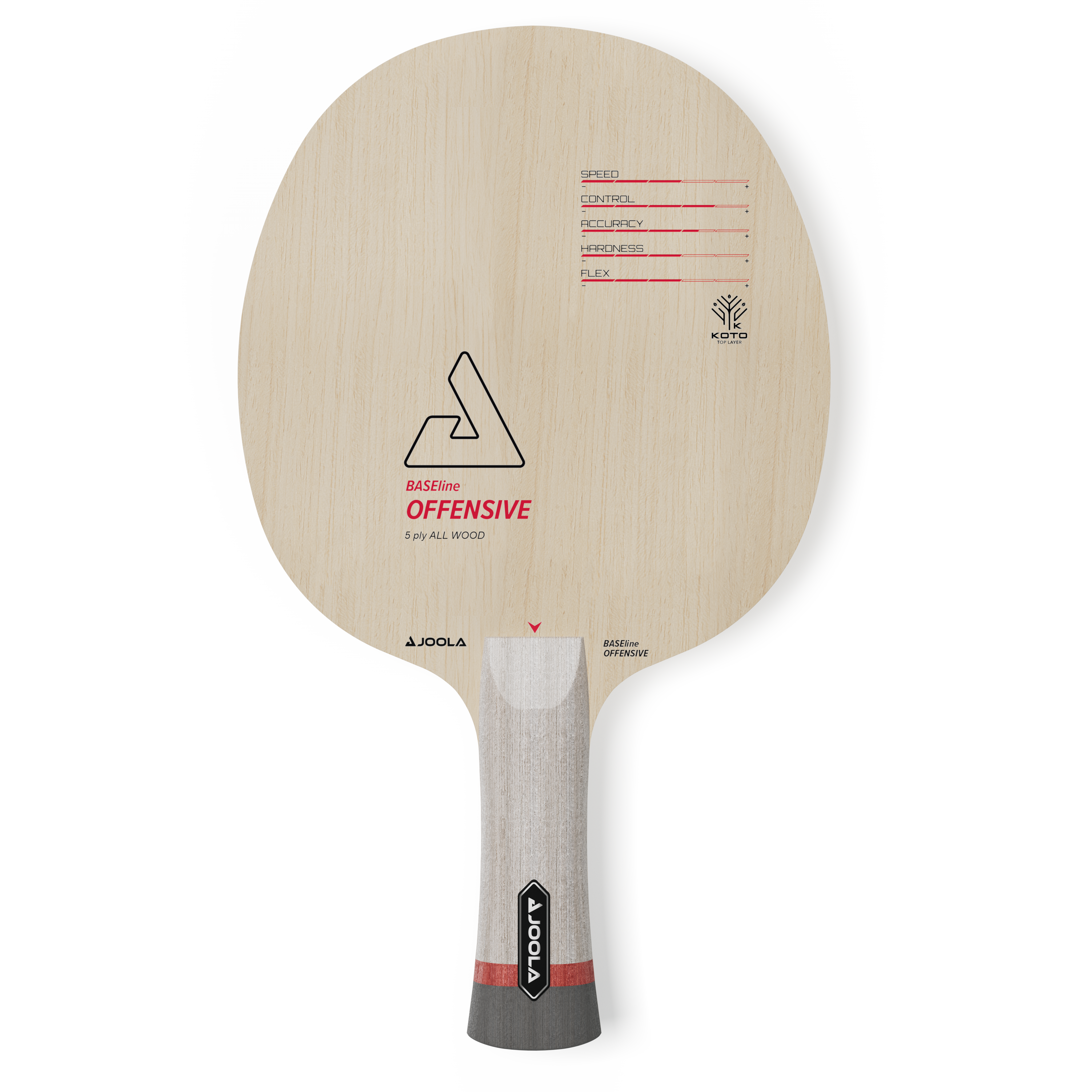 Tischtennis Holz BASEline OFFENSIVE mit Aufdruck der Spieleigenschaften