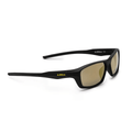 Schwarze Sonnenbrille mit gelben verspiegelten Gläsern und gelbem JOOLA-Logo.