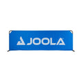 Blauer JOOLA Tischtennis-Absperrzaun mit weißem Logo auf weißem Hintergrund.