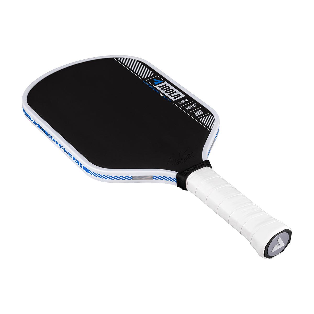 Pickleball-Schläger mit schwarzer Schlagfläche und weißem Griff, Marke JOOLA.