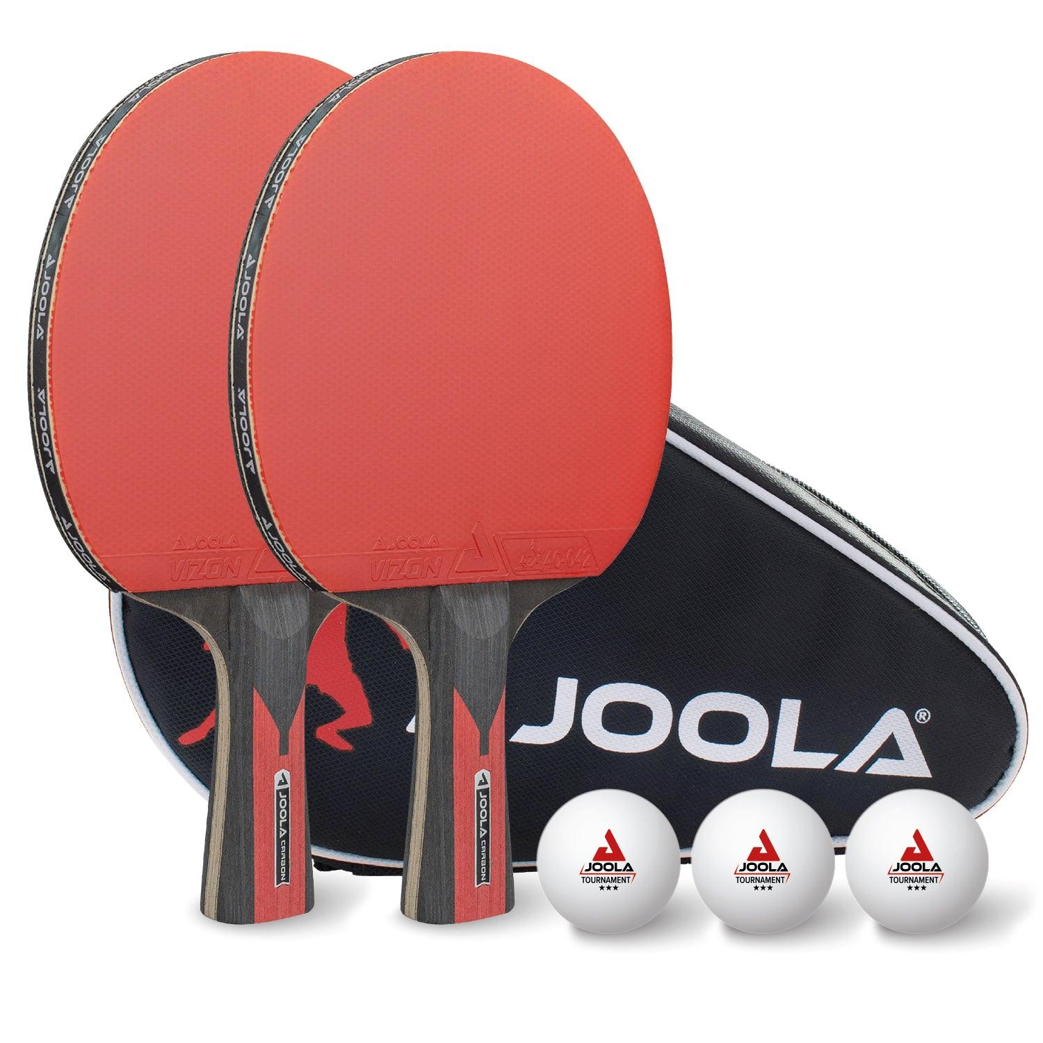 JOOLA TISCHTENNIS-SET DUO CARBON in Seitenansicht mit Fokus auf das Design.