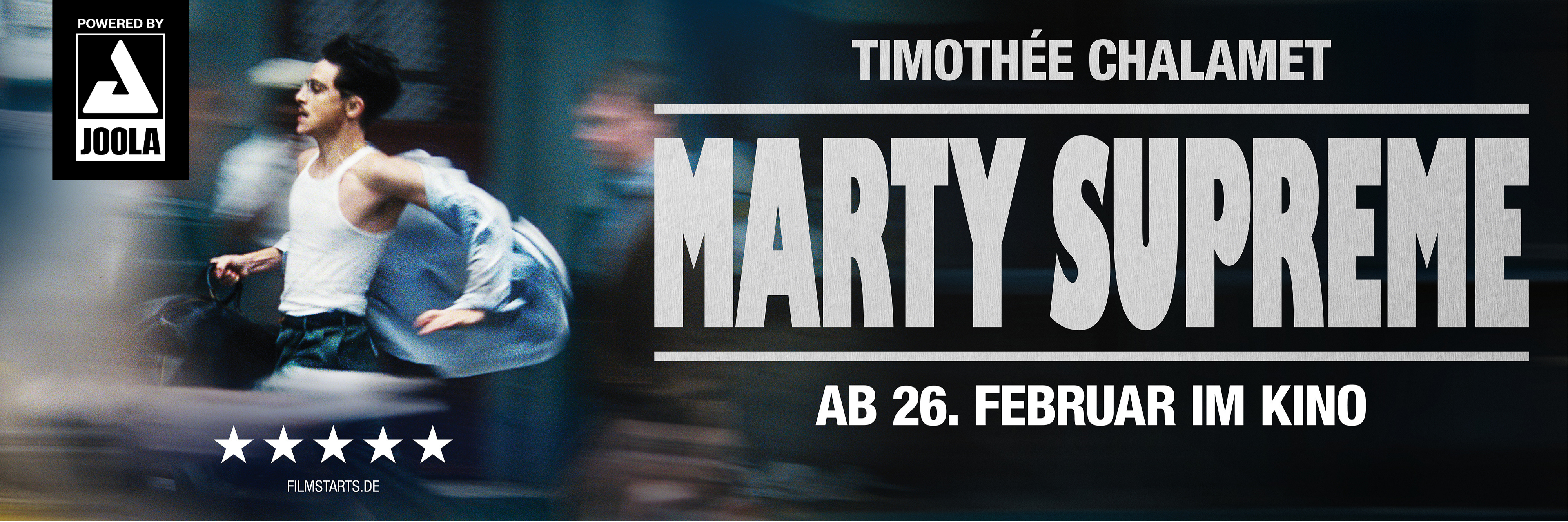 Filmplakat Marty Supreme - ab 26.02.26 im Kino - powered by JOOLA